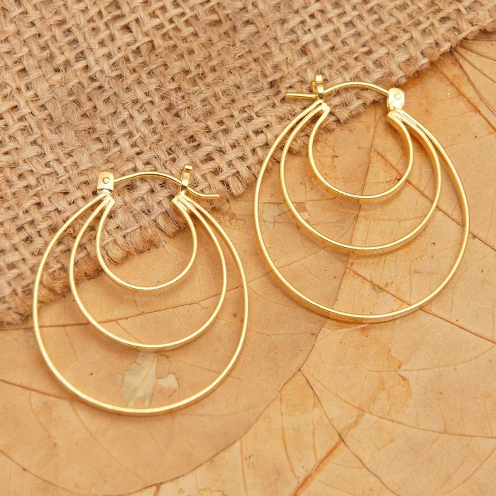 High-Polished Modern 18k Gold-Plated Hoop Earrings 'Hypnotizing Victory'