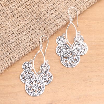 Alternate image for Sterling Silver Dangle Earrings Flowers and Circles Circle of Progression