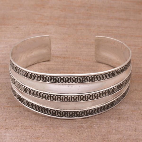 Alternate image for Modern Sterling Silver Cuff Bracelet Balinese Ruffles