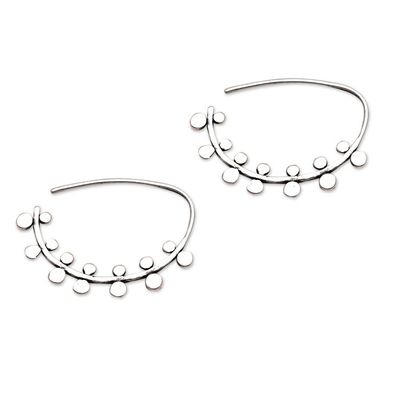 Alternate image for Circle Pattern Sterling Silver Half-Hoop Earrings from Bali Circle Arches