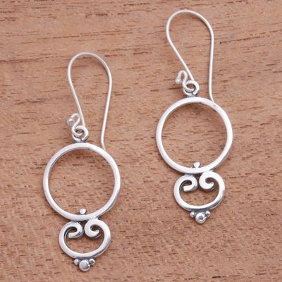 Alternate image for Loop Pattern Sterling Silver Dangle Earrings from Bali Nice Loops