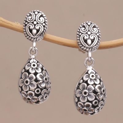 Alternate image for Sterling Silver Jasmine Flower Dangle Earrings from Bali Jasmine Shell