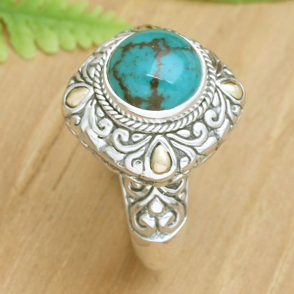 Alternate image for Artisan Crafted Cocktail Ring with Gold Accents Royal Touch