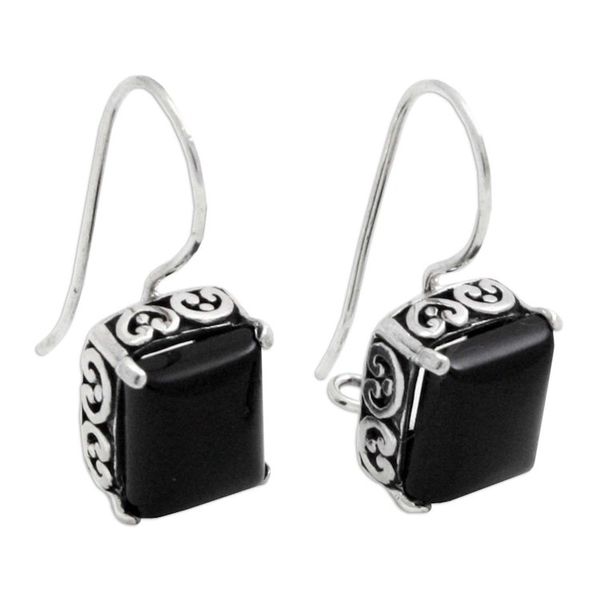 Alternate image for Sterling Silver Onyx Drop Earrings Imagine