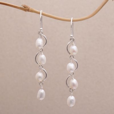 Alternate image for Wavy Cultured Pearl Dangle Earrings from Bali Heavenly Trail
