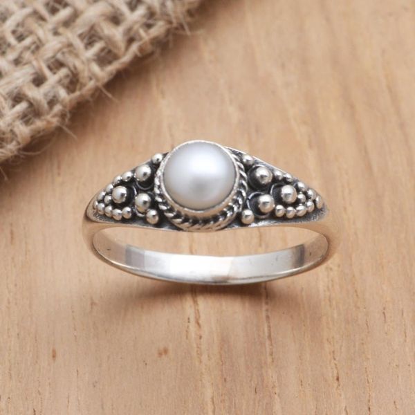 Alternate image for Cultured Pearl and Sterling Silver Single Stone Ring Opposite Directions