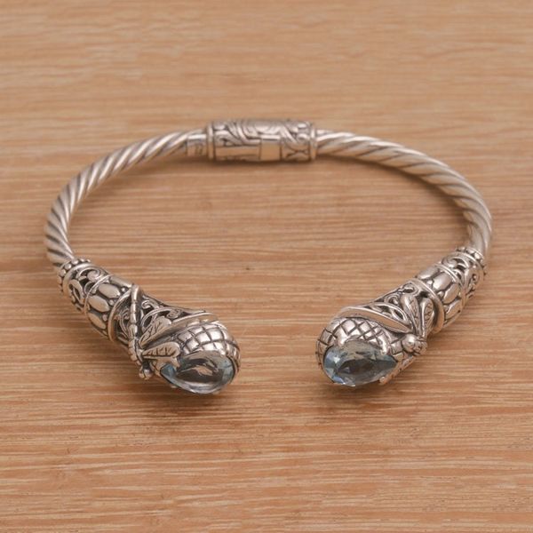 Alternate image for Sterling Silver Dragonfly Blue Topaz Cuff Bracelet Dragonfly Lake