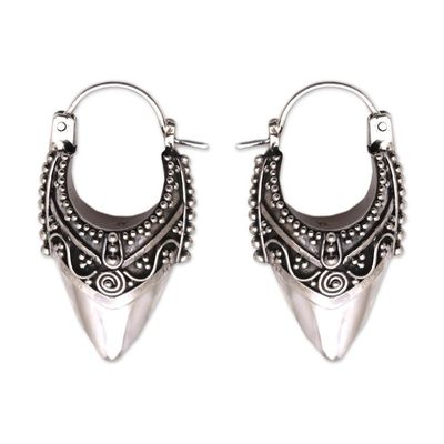 Alternate image for Ornate Balinese Hoop Earrings Bali Origin