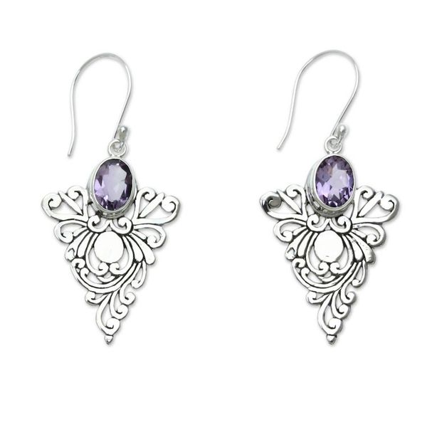 Alternate image for Artisan Crafted Amethyst Dangle Earrings Java Peacock