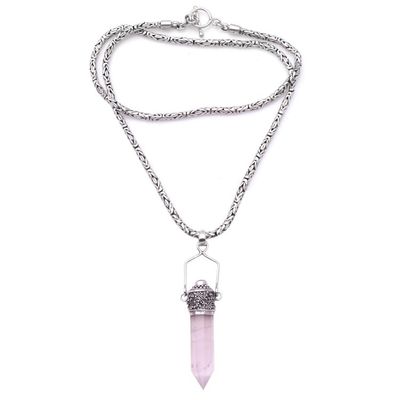 Alternate image for Sterling Silver Amethyst and Clear Quartz Amulet Necklace Precious Amulet