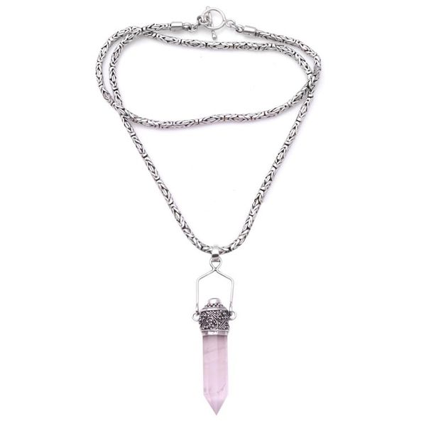 Alternate image for Sterling Silver Amethyst and Clear Quartz Amulet Necklace Precious Amulet