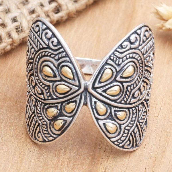 Alternate image for Gold-Accented Cocktail Ring with Butterfly Motif Give Me Butterflies