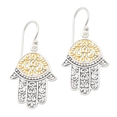 Alternate image for Gold-Accented and Sterling Silver Dangle Earrings Golden Protection