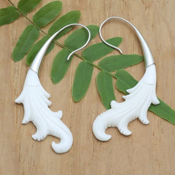 Alternate image for Polished Sterling Silver Drop Earrings Handcrafted in Bali Heavenly Soul