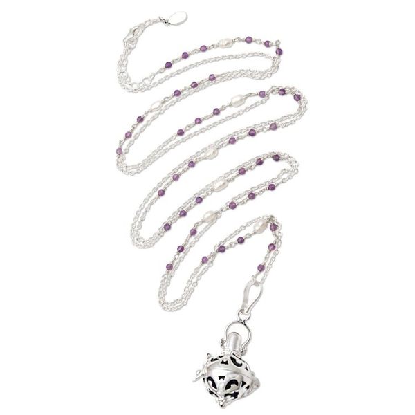 Alternate image for Bali Cultured Pearl Amethyst Silver Harmony Ball Necklace Angelic Sound