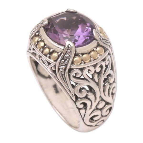 Alternate image for Sterling and Amethyst Ring with 18k Gold Majestic Touch