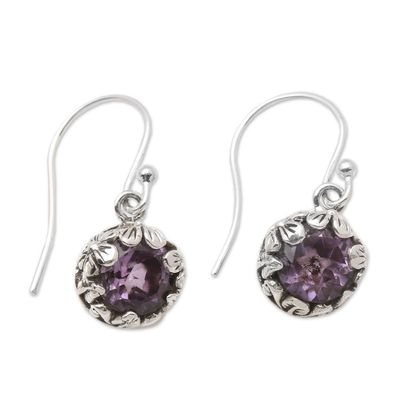 Alternate image for Petite Amethyst Floral Earrings in Sterling Silver Petite Frangipani Flowers