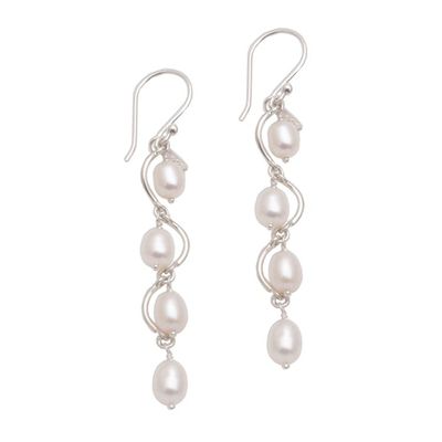 Alternate image for Wavy Cultured Pearl Dangle Earrings from Bali Heavenly Trail
