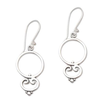 Alternate image for Loop Pattern Sterling Silver Dangle Earrings from Bali Nice Loops