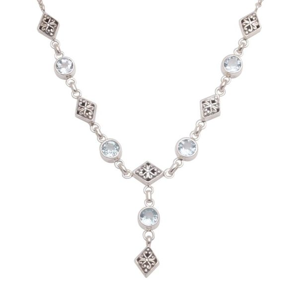 Alternate image for Blue Topaz and Sterling Silver Link Necklace from Bali Sky Serenade