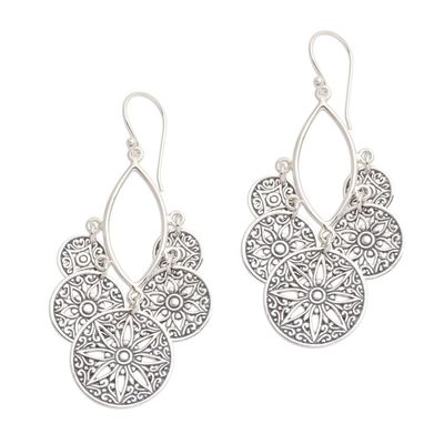 Alternate image for Sterling Silver Dangle Earrings Flowers and Circles Circle of Progression