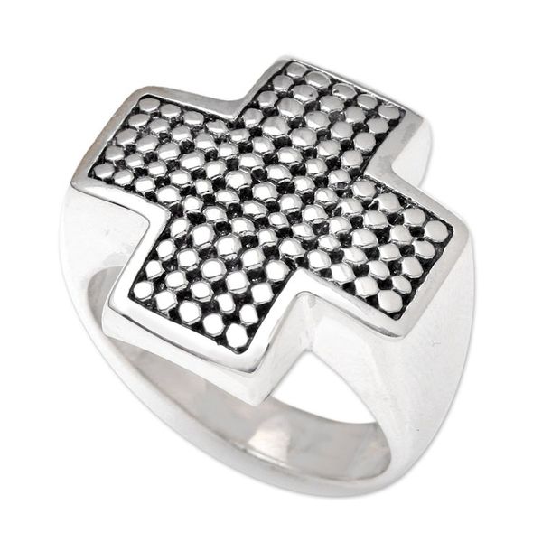 Alternate image for Mens Sterling Cross Ring Saving Grace