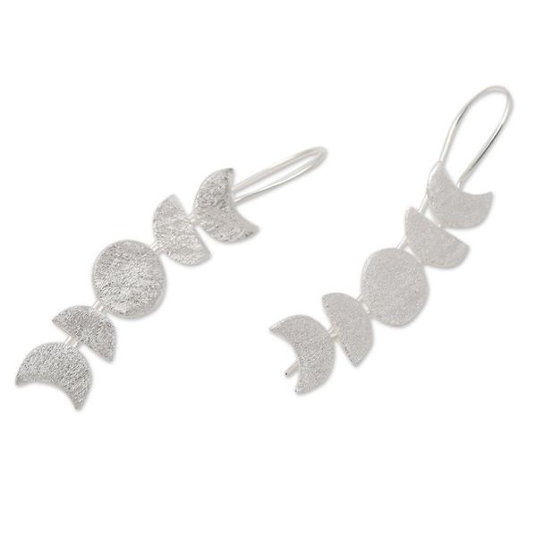 Alternate image for Moon-Inspired Sterling Silver Drop Earrings from Bali Moon Time