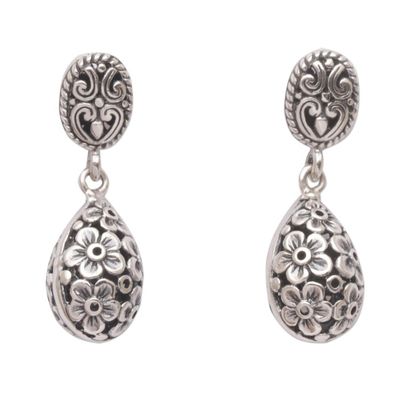 Alternate image for Sterling Silver Jasmine Flower Dangle Earrings from Bali Jasmine Shell