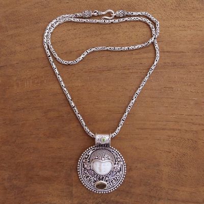 Alternate image for Citrine and Bone Pendant Necklace Crafted in Bali Sukawati Guardian