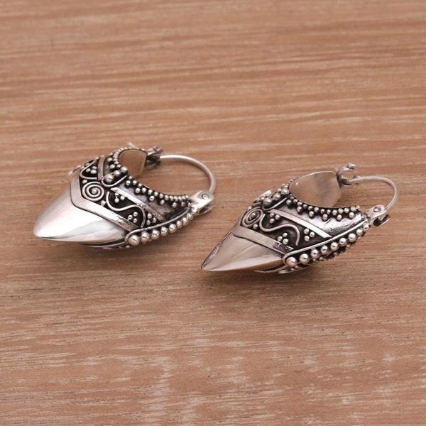 Alternate image for Ornate Balinese Hoop Earrings Bali Origin