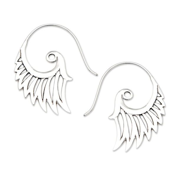 Alternate image for Indonesian Handmade Sterling Silver Wing Drop Earrings Winged Beauty