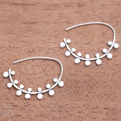 Alternate image for Circle Pattern Sterling Silver Half-Hoop Earrings from Bali Circle Arches
