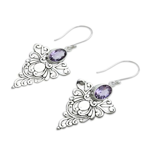 Alternate image for Artisan Crafted Amethyst Dangle Earrings Java Peacock