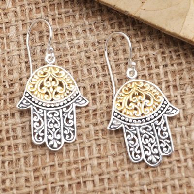 Alternate image for Gold-Accented and Sterling Silver Dangle Earrings Golden Protection