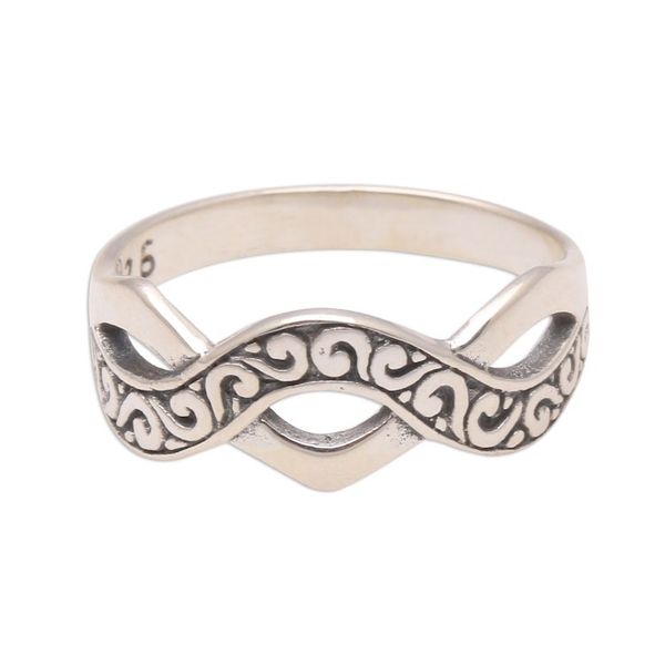 Alternate image for Curl Pattern Sterling Silver Band Ring from Bali Curling Current