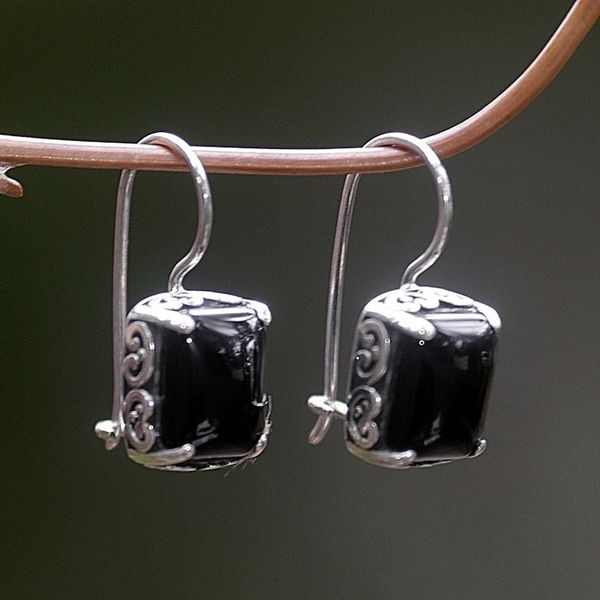Alternate image for Sterling Silver Onyx Drop Earrings Imagine
