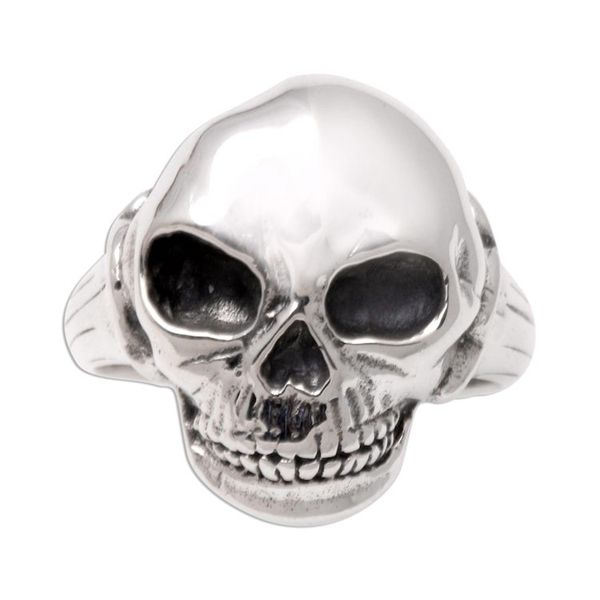 Alternate image for Mens Artisan Crafted Silver Ring Lunar Skull