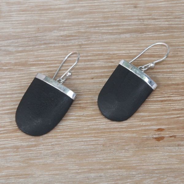 Alternate image for Sterling Silver and Black Lava Stone Dangle Earrings Dark Empress