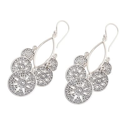Alternate image for Sterling Silver Dangle Earrings Flowers and Circles Circle of Progression