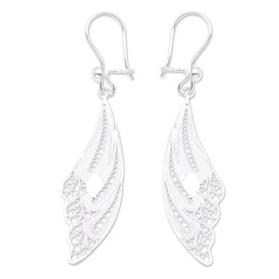Alternate image for Sterling Silver Filigree Bird Earrings Wings
