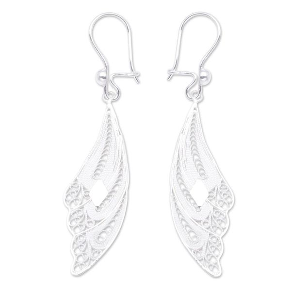 Alternate image for Sterling Silver Filigree Bird Earrings Wings
