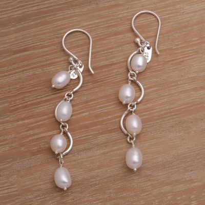 Alternate image for Wavy Cultured Pearl Dangle Earrings from Bali Heavenly Trail
