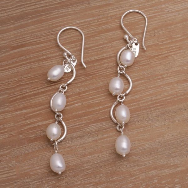 Alternate image for Wavy Cultured Pearl Dangle Earrings from Bali Heavenly Trail