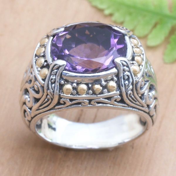 Alternate image for Sterling and Amethyst Ring with 18k Gold Majestic Touch