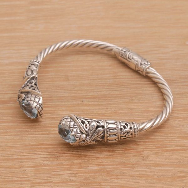 Alternate image for Sterling Silver Dragonfly Blue Topaz Cuff Bracelet Dragonfly Lake