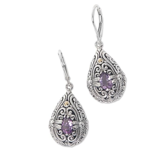 Alternate image for Sterling Silver and Amethyst Dragonfly Dangle Earrings Dragonfly Duet