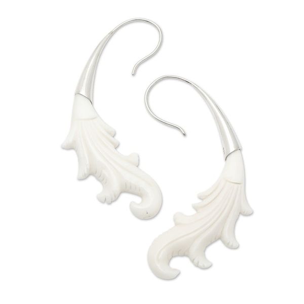 Alternate image for Polished Sterling Silver Drop Earrings Handcrafted in Bali Heavenly Soul