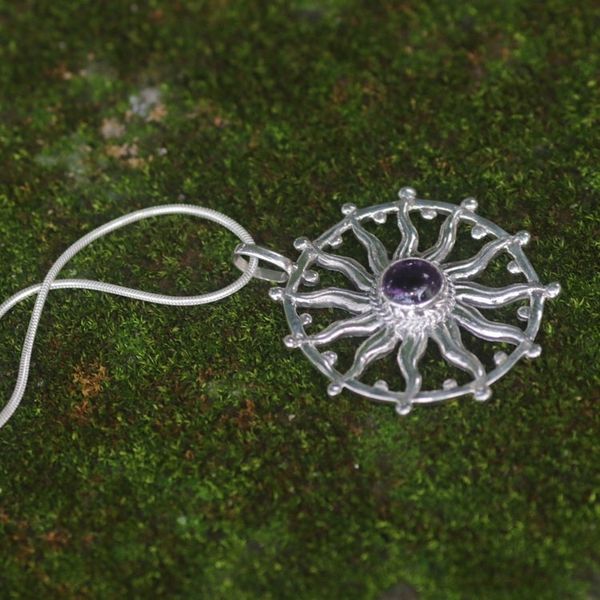 Alternate image for Unique Silver and Amethyst Necklace Sun Spirit