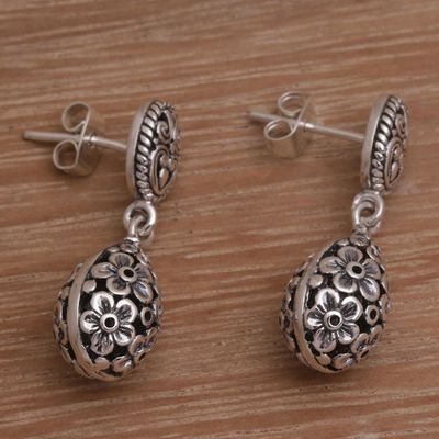 Alternate image for Sterling Silver Jasmine Flower Dangle Earrings from Bali Jasmine Shell