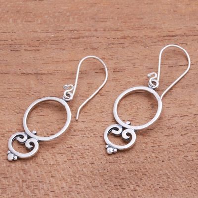 Alternate image for Loop Pattern Sterling Silver Dangle Earrings from Bali Nice Loops